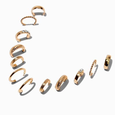 Gold-tone Mixed Hoop Earring Stackables Set - 9 Pack