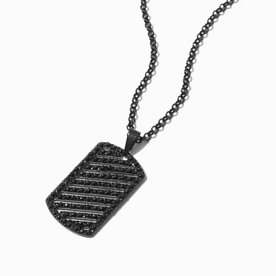 Hematite Crystal Dog Tag Pendant Necklace