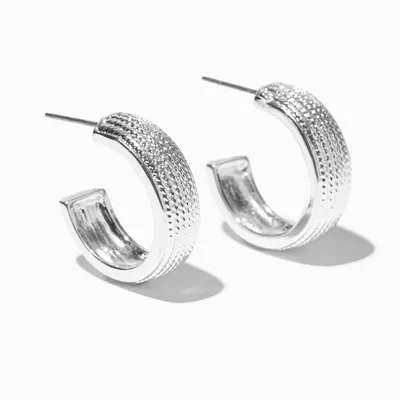 Siilver Tire Print 20MM Hoop Earrings