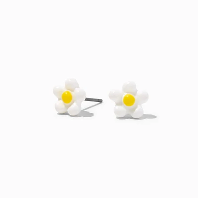 White Daisy Stud Earrings