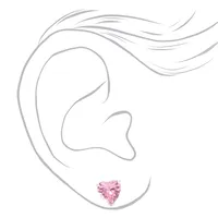 Pink Heart Cubic Zirconia Stud Earrings