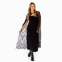 Black Lace Long Hooded Cape