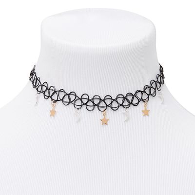 Mixed Metal Celestial Tattoo Choker Necklace