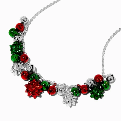 Christmas Bows & Bell Pendant Necklace