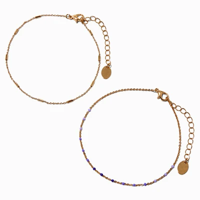 Purple Ombré Ball Chain Anklets - 2 Pack