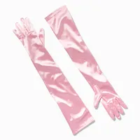 Baby Pink Satin Long Gloves