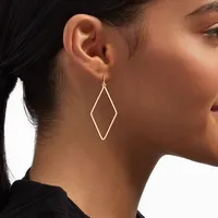 Gold Diamond Outline Drop Earrings