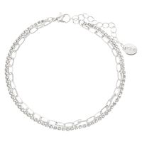 Silver Crystal Chain Link Multi Strand Anklet
