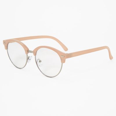 Nude Blue Light Reducing Round Browline Clear Lens Frames