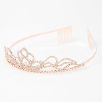 Lotus Flower Rhinestone Tiara - Rose Gold