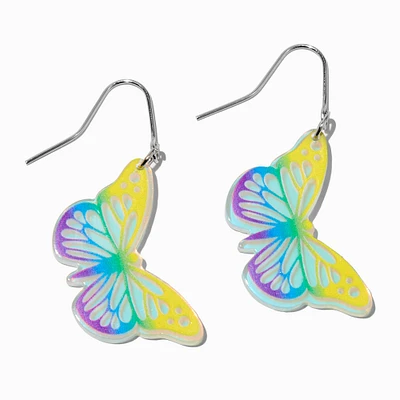 Rainbow Butterfly Acrylic 1" Drop Earrings