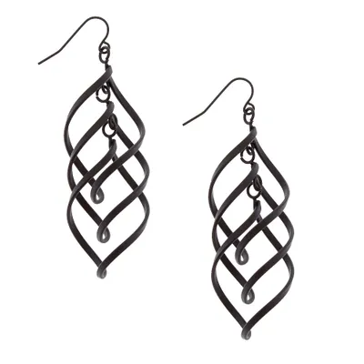 Black Spiral Drop Earrings