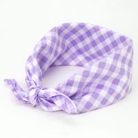 Silky Gingham Knotted Headwrap - Lilac