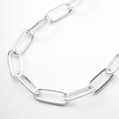 Silver Paperclip Link Chain Necklace