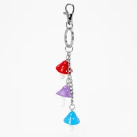 Triple Mushroom Charm Keychain