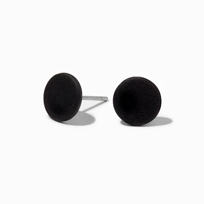 Black Button Stud Earrings