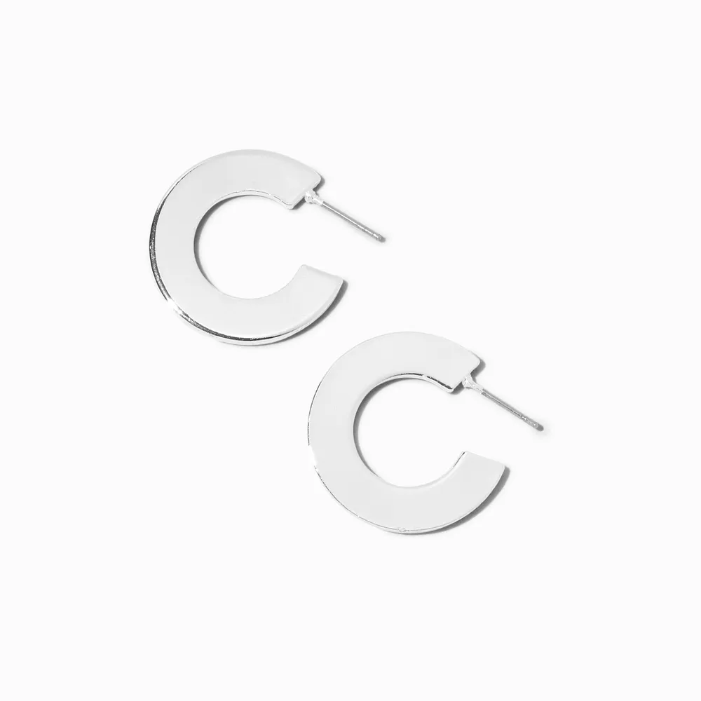 Siliver 25MM Flat Hoop Earrings