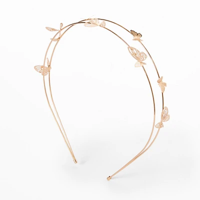 Rose Gold Double Row Butterfly Headband