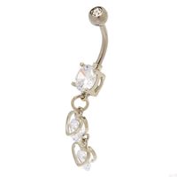 14G Sterling Silver Heart Charm Dangle Belly Ring