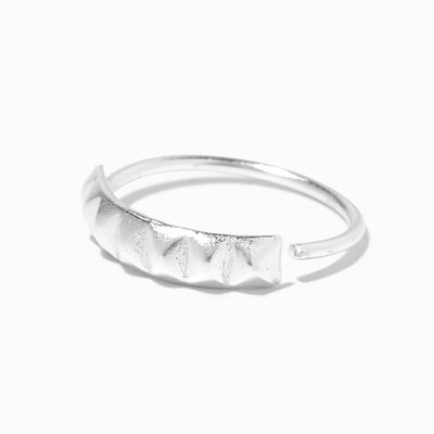 Sterling Silver 22G Groovy Pyramid Spike Hoop Nose Ring