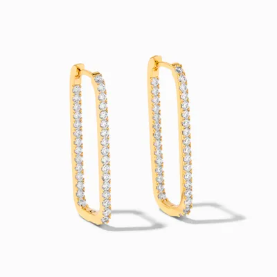 Icing Select 18k Gold Plated Crystal Oval Hoop Earrings