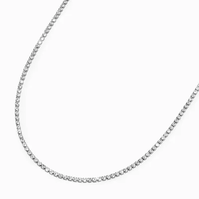 Hematite Cubic Zirconia Crystal Chain Tennis Necklace