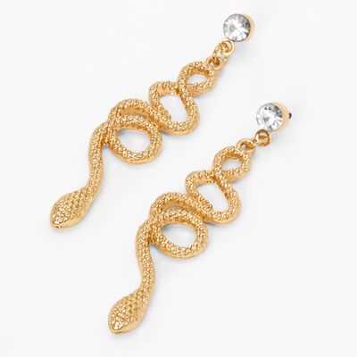 Gold Textured Snake 1.5" Drop Earrings