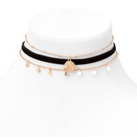 Gold & Black Lion Cord & Chain Choker Necklaces - 3 Pack