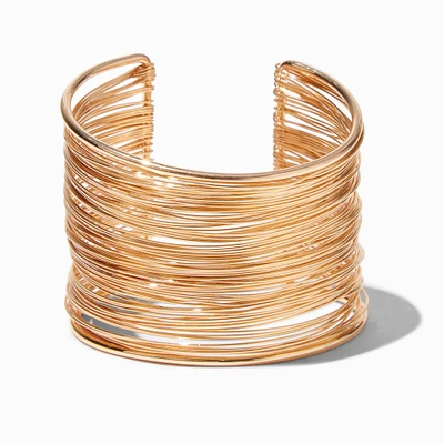 Gold-tone Wide Wire-Wrapped Cuff Bracelet