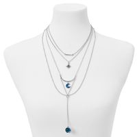 Silver Celestial Y-Neck Multi Strand Necklace - Blue