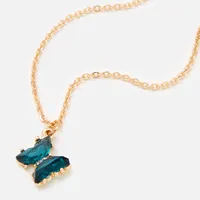 Butterfly Birthstone 16" Gold Pendant Necklace