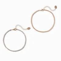 Gold Crystal Cup Chain Anklets - 2 Pack