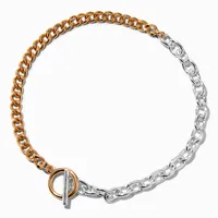 Gold Curb & Silver Cable Chain Anklet