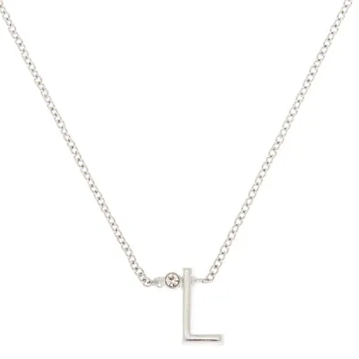 Silver Stone Initial Pendant Necklace