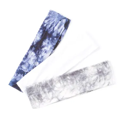 Blue & Gray Tie Dye Headwraps  - 3 Pack