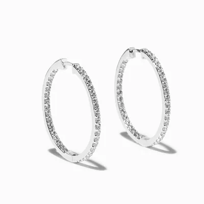 Icing Select Sterling Silver Plated Cubic Zirconia 30MM Circle Hoop Earrings