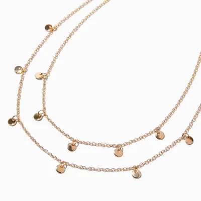 Gold Disc Charm Multi-Strand Necklace