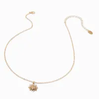 Gold Yin Yang Sunburst Pendant Necklace