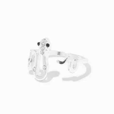 Silver Embellished Squiggle Snake Ring