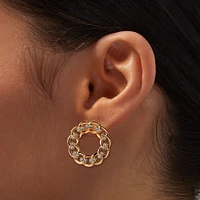 Gold-tone Crystal Circle Knot 1" Drop Earrings