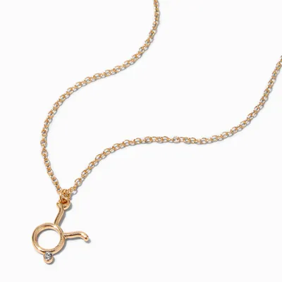 Gold Zodiac Symbol Pendant Necklace - Taurus