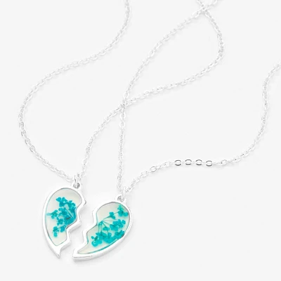 Best Friends Floral Heart Pendant Necklaces - 2 Pack