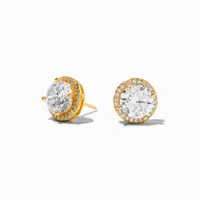 B'Loved by Icing Gold Sterling Silver Cubic Zirconia 10MM Round Stud Halo Earrings