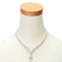 Silver Imitation Crystal Teardrop Jewelry Set