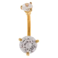 Gold 14G Round Stone Belly Ring