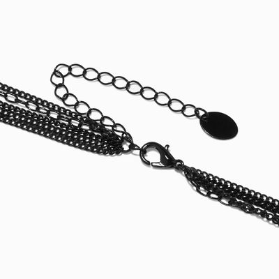 Black Cross Multi-Strand Necklace