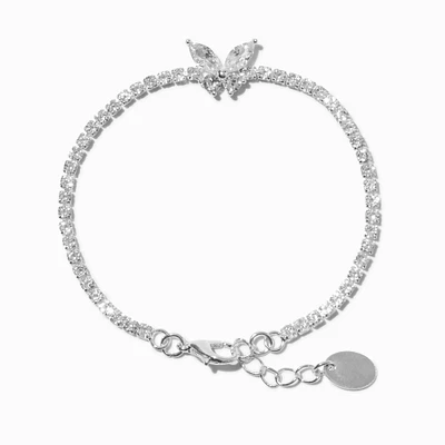 Cubic Zirconia Butterfly Tennis Bracelet - Silver-Tone