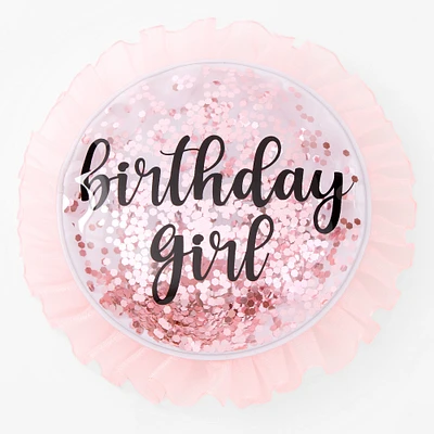 Birthday Girl Pink Sequin Button