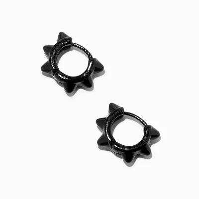 Black 10MM Spike Hoop Earrings