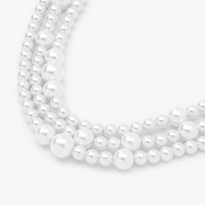 Triple Row Bubble Pearl Statement Necklace